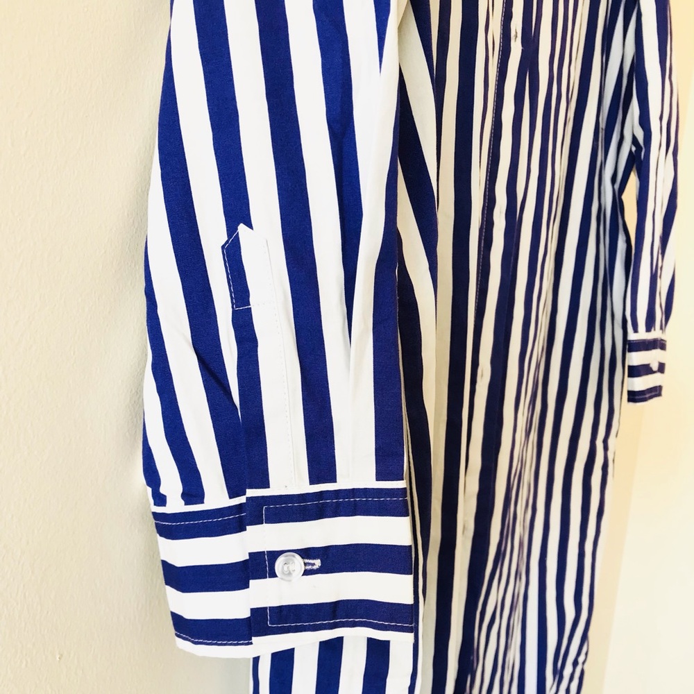 Steve Madden Striped Duster Long Sleeved Button Down Shirt Dress, NWT Size Large - Picture 5 of 14